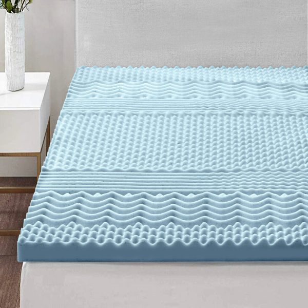 Bedding Cool Gel 7-zone Memory Foam Mattress Topper w/Bamboo Cover 5cm – QUEEN