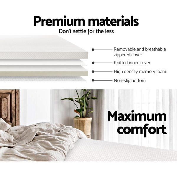 Bedding Memory Foam Mattress Topper w/Cover 8cm – QUEEN
