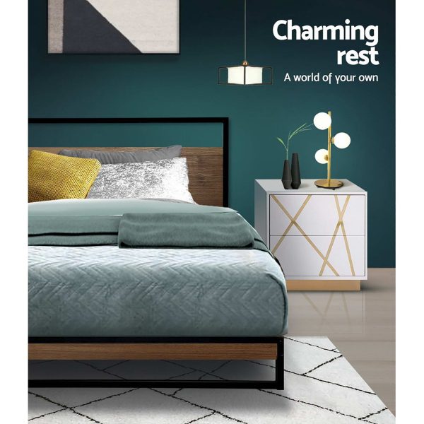 Apache Metal Bed Frame Mattress Base Platform Foundation Black Dane – SINGLE