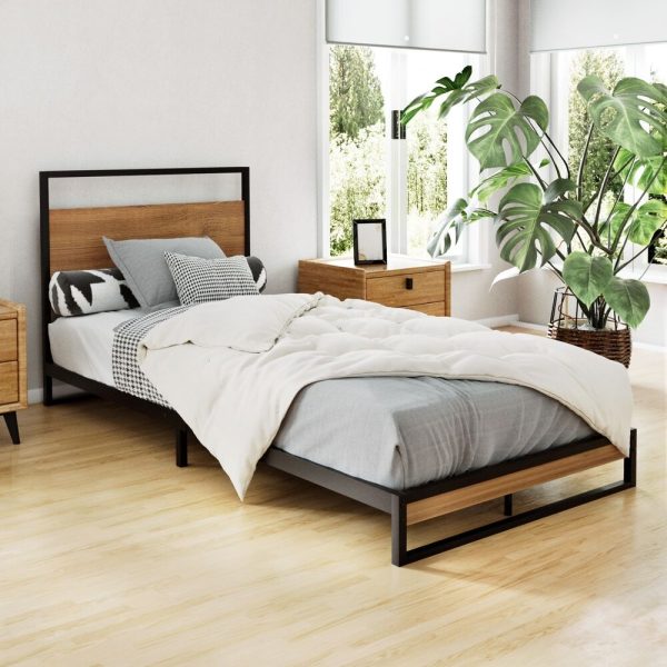 Apache Metal Bed Frame Mattress Base Platform Foundation Black Dane – SINGLE