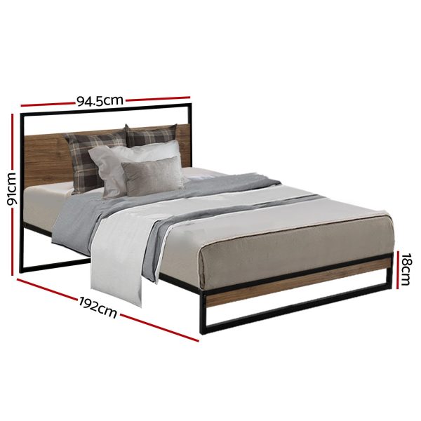 Apache Metal Bed Frame Mattress Base Platform Foundation Black Dane – SINGLE