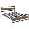 Bed Frame Queen Size Metal Base Mattress Platform Foundation Black DREW