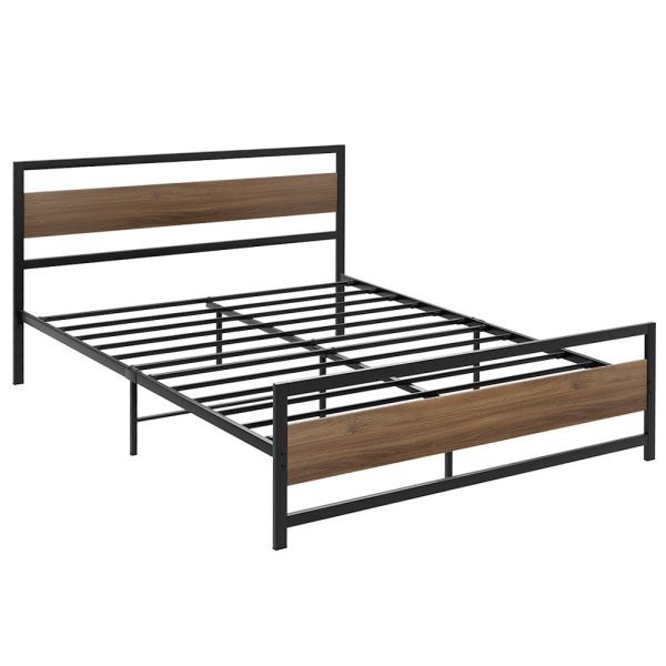 Bed Frame Queen Size Metal Base Mattress Platform Foundation Black DREW