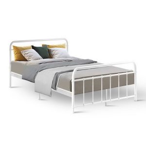 Adel LEO Metal Bed Frame – DOUBLE, White