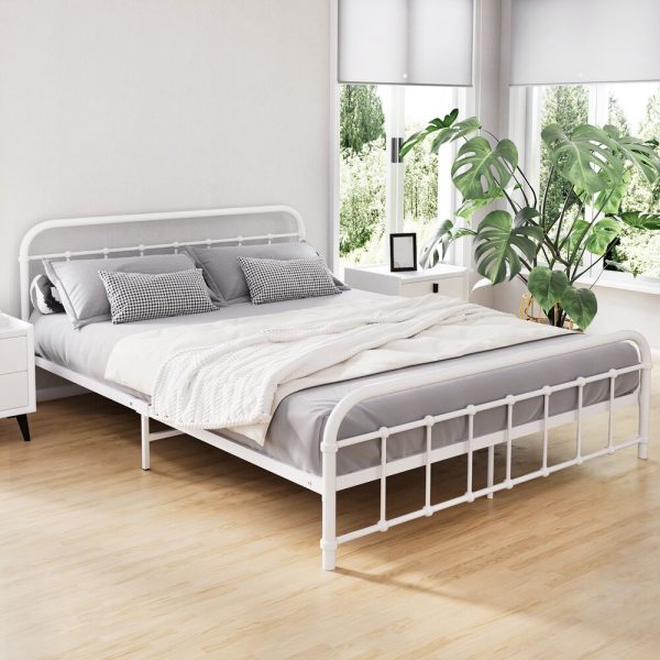 Adel LEO Metal Bed Frame – QUEEN, White