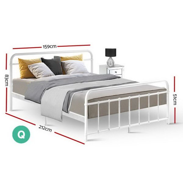 Adel LEO Metal Bed Frame – QUEEN, White