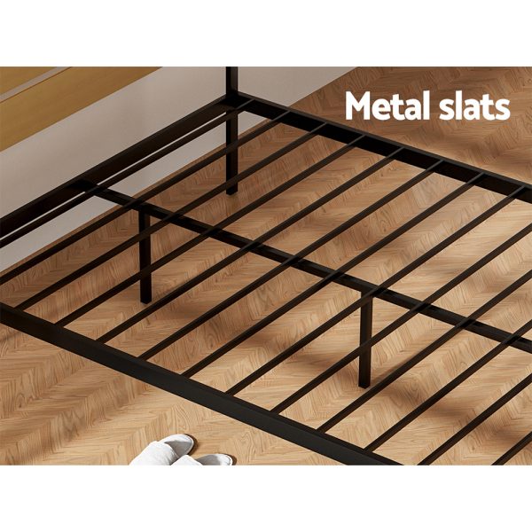 Bed Frame Double Size Metal Base Mattress Platform Foundation Black PAULA