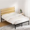 Bed Frame Double Size Metal Base Mattress Platform Foundation Black PAULA