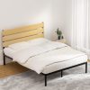 Bed Frame Queen Size Metal Base Mattress Platform Foundation Black PAULA