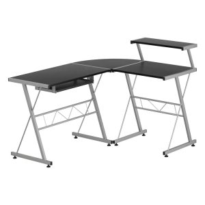 Corner Metal Pull Out Table Desk – Black