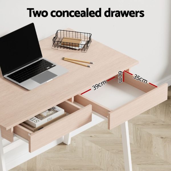 Computer Desk Drawer Cabinet Oak 100CM