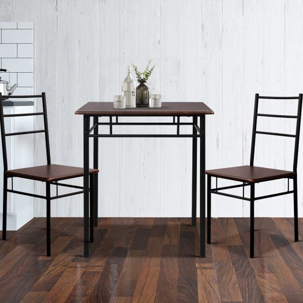 3 Piece Dining Set – Walnut and Black