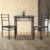 3 Piece Dining Set – Walnut and Black
