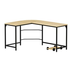 Corner Computer Desk L-Shaped Student Home Office Study Table Workstation – Black and Oak