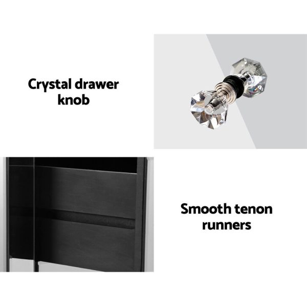 Palatine Mirrored Bedside Tables Drawers Crystal Chest Nightstand Glass – Silver