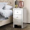 Palatine Mirrored Bedside Tables Drawers Crystal Chest Nightstand Glass – Silver