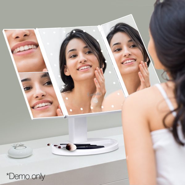 Embellir Tri-fold Makeup Mirror 1X2X3X Magnifying with LED Light Travel Portable