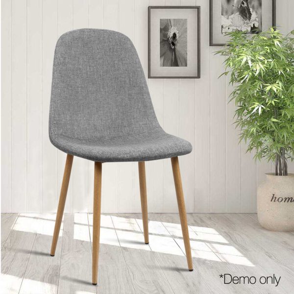 Dining Chairs Set of 4 Linen Curved Slope Grey