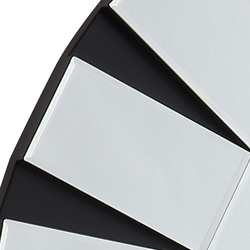 Wall Mirror Clear Image MDF Construction Round Shape Combination Of Black & Silver Colour