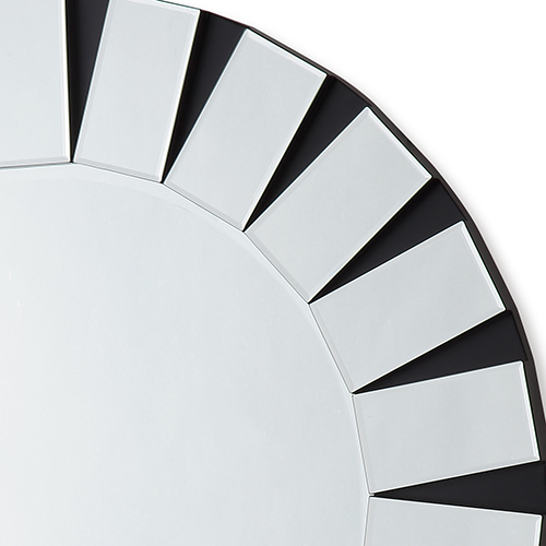 Wall Mirror Clear Image MDF Construction Round Shape Combination Of Black & Silver Colour