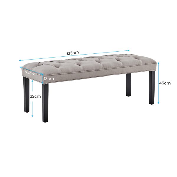 Cate Button-Tufted Upholstered Bench by Sarantino – Light Grey