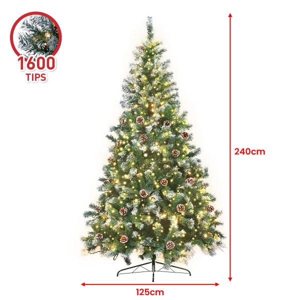 Christabelle Pre Lit LED Christmas Tree with Pine Cones – 2.4 M