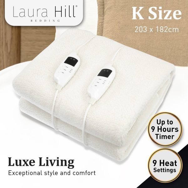 Fleece 9 Level Heated Settings Electric Blanket – KING