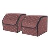 Leather Car Boot Collapsible Foldable Trunk Cargo Organizer Portable Storage Box Coffee/Gold Stitch Large