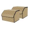 Leather Car Boot Collapsible Foldable Trunk Cargo Organizer Portable Storage Box Coffee/Gold Stitch Large