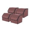 Leather Car Boot Collapsible Foldable Trunk Cargo Organizer Portable Storage Box Coffee/Gold Stitch Large