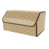 Leather Car Boot Collapsible Foldable Trunk Cargo Organizer Portable Storage Box Coffee/Gold Stitch Large