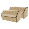 Leather Car Boot Collapsible Foldable Trunk Cargo Organizer Portable Storage Box Coffee/Gold Stitch Large
