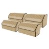 Leather Car Boot Collapsible Foldable Trunk Cargo Organizer Portable Storage Box Coffee/Gold Stitch Large