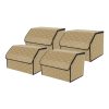 Leather Car Boot Collapsible Foldable Trunk Cargo Organizer Portable Storage Box Coffee/Gold Stitch Small
