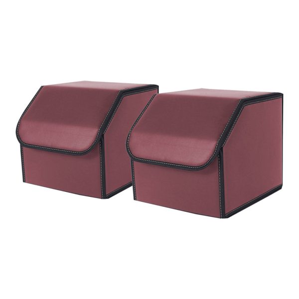 Leather Car Boot Collapsible Foldable Trunk Cargo Organizer Portable Storage Box Coffee Large