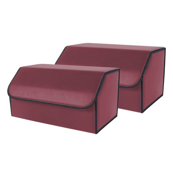 Leather Car Boot Collapsible Foldable Trunk Cargo Organizer Portable Storage Box Coffee Large