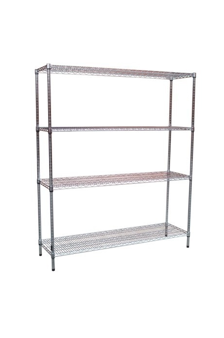 Modular Chrome Wire Storage Shelf 1500 x 600 x 1800 Steel Shelving