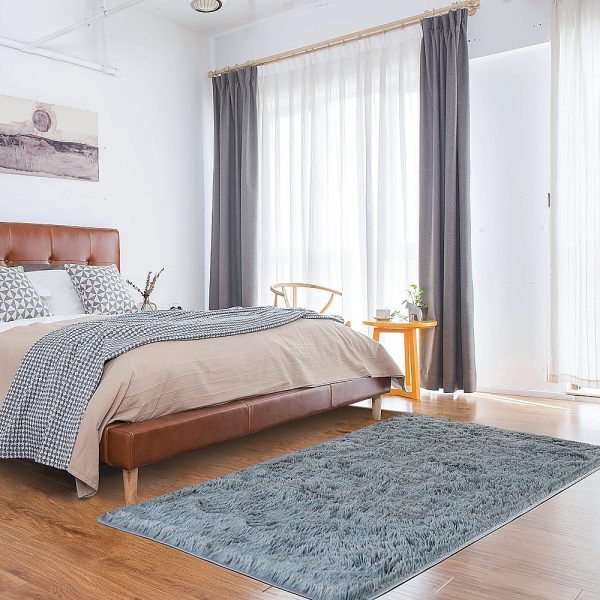 Floor Rugs Large Shaggy Rug Area Carpet Bedroom Living Room Mat – 230 x 200 cm, Black
