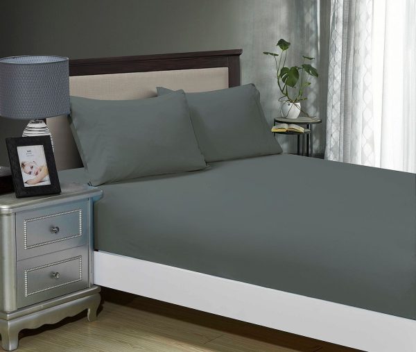 1000TC Ultra Soft Fitted Sheet & Pillowcase Set – King Single Size Bed – Charcoal