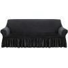 Sofa Cover with Ruffled Skirt Couch Protector High Stretch Lounge Slipcover Home Decor – 4 Seater, Grey