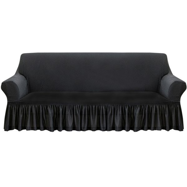 Sofa Cover with Ruffled Skirt Couch Protector High Stretch Lounge Slipcover Home Decor – 4 Seater, Grey