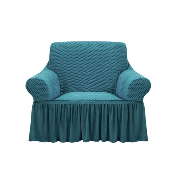 Sofa Cover with Ruffled Skirt Couch Protector High Stretch Lounge Slipcover Home Decor – 4 Seater, Grey