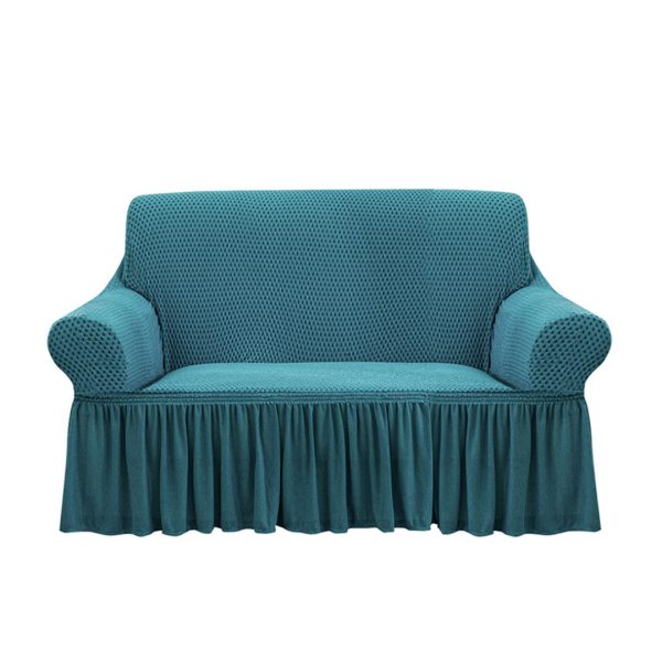 Sofa Cover with Ruffled Skirt Couch Protector High Stretch Lounge Slipcover Home Decor – 4 Seater, Grey