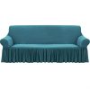 Sofa Cover with Ruffled Skirt Couch Protector High Stretch Lounge Slipcover Home Decor – 4 Seater, Grey
