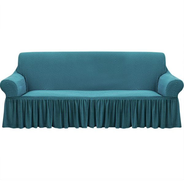 Sofa Cover with Ruffled Skirt Couch Protector High Stretch Lounge Slipcover Home Decor – 4 Seater, Grey