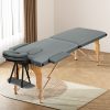 Massage Table 56CM Width 2Fold Portable Wooden Therapy Beauty Bed Grey