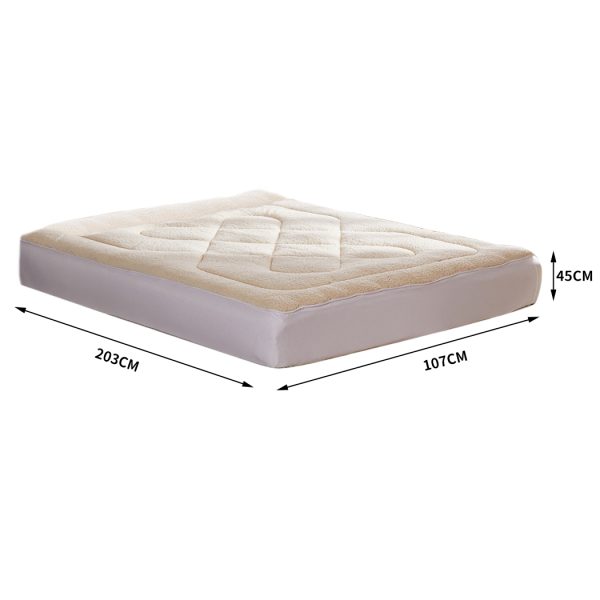 Mattress Topper 100% Wool Underlay Reversible Mat Pad Protector – KING SINGLE