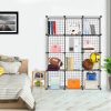 Black Portable Storage Organiser Foldable DIY Modular Grid Space Saving Shelf – 12 Cube, 2