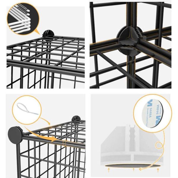Black Portable Storage Organiser Foldable DIY Modular Grid Space Saving Shelf – 12 Cube, 2