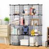 Black Portable Storage Organiser Foldable DIY Modular Grid Space Saving Shelf – 12 Cube, 2